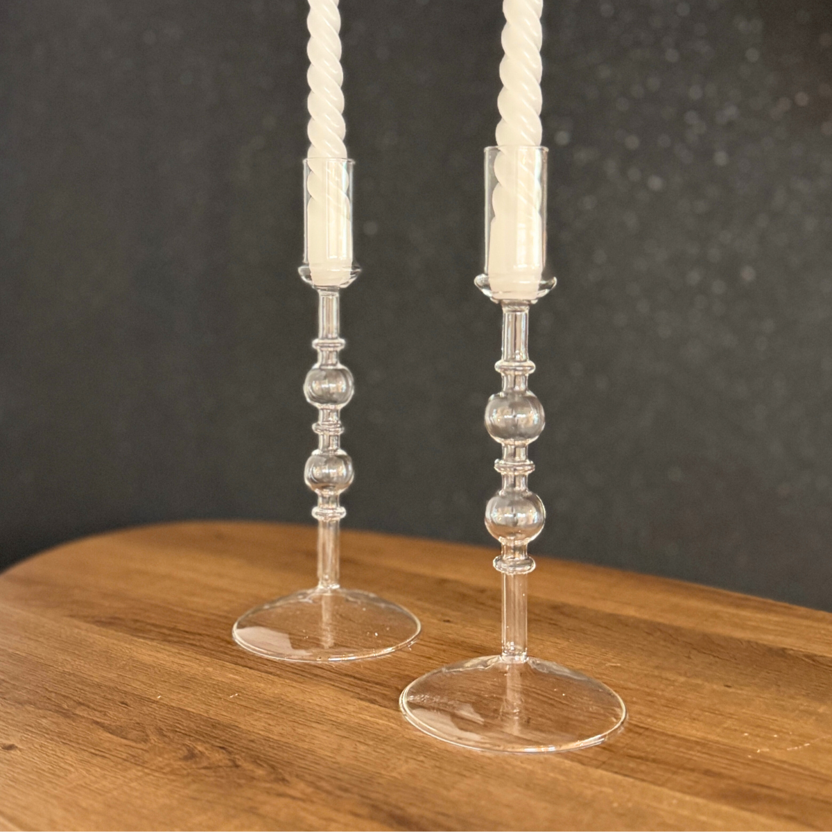 Juego de 2 Candelabros de vidrio transparentes Tous