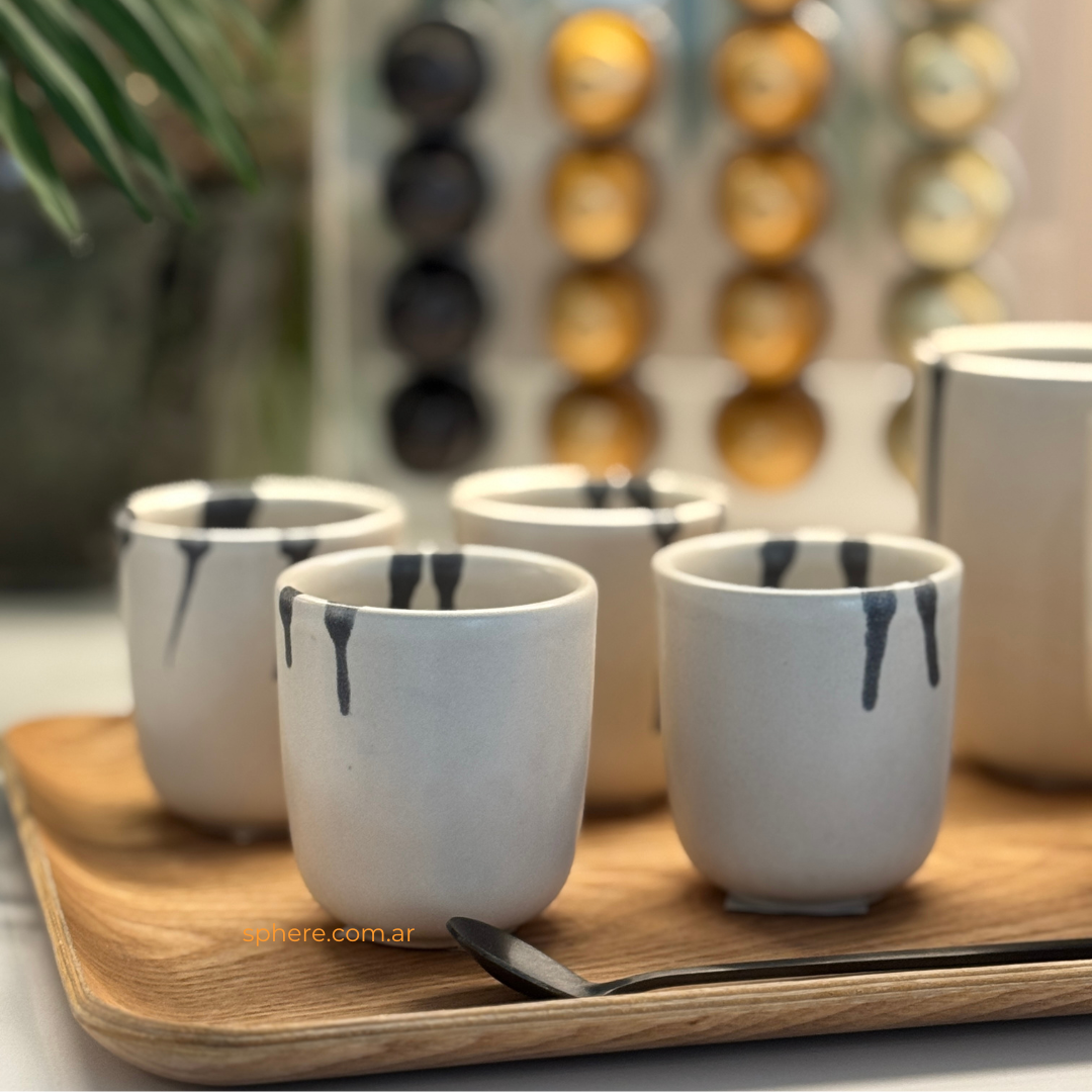 Juego de 4 tazas Cuencos para cafe color off white Macchia