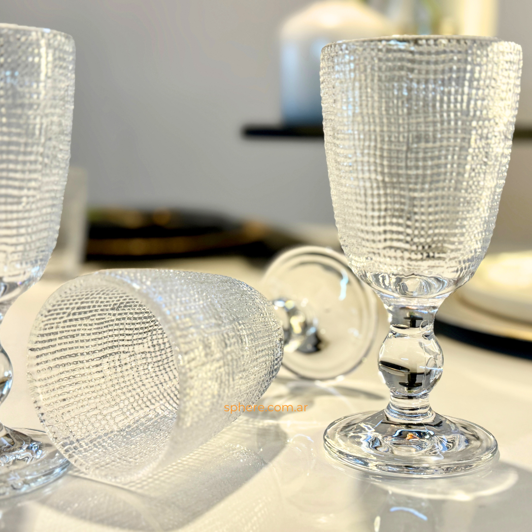 Juego de 6 Copas con relieve transparentes Tuscany