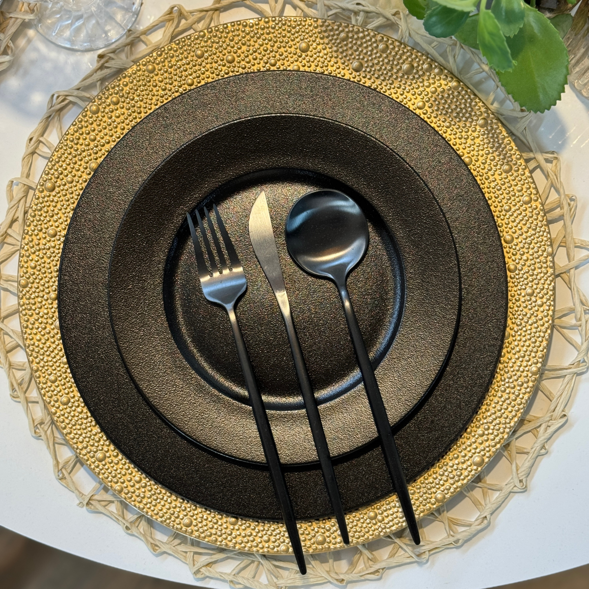 Cubiertos de acero negros Ubon (Juego para 6 personas)