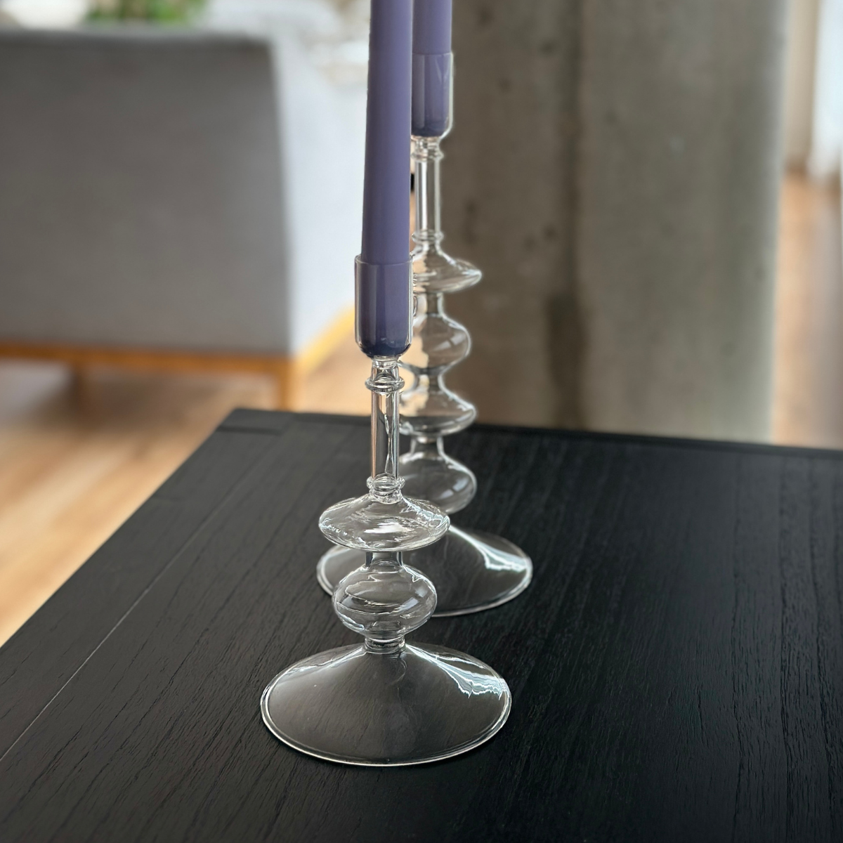 Juego de 2 Candelabros de vidrio transparente Niza