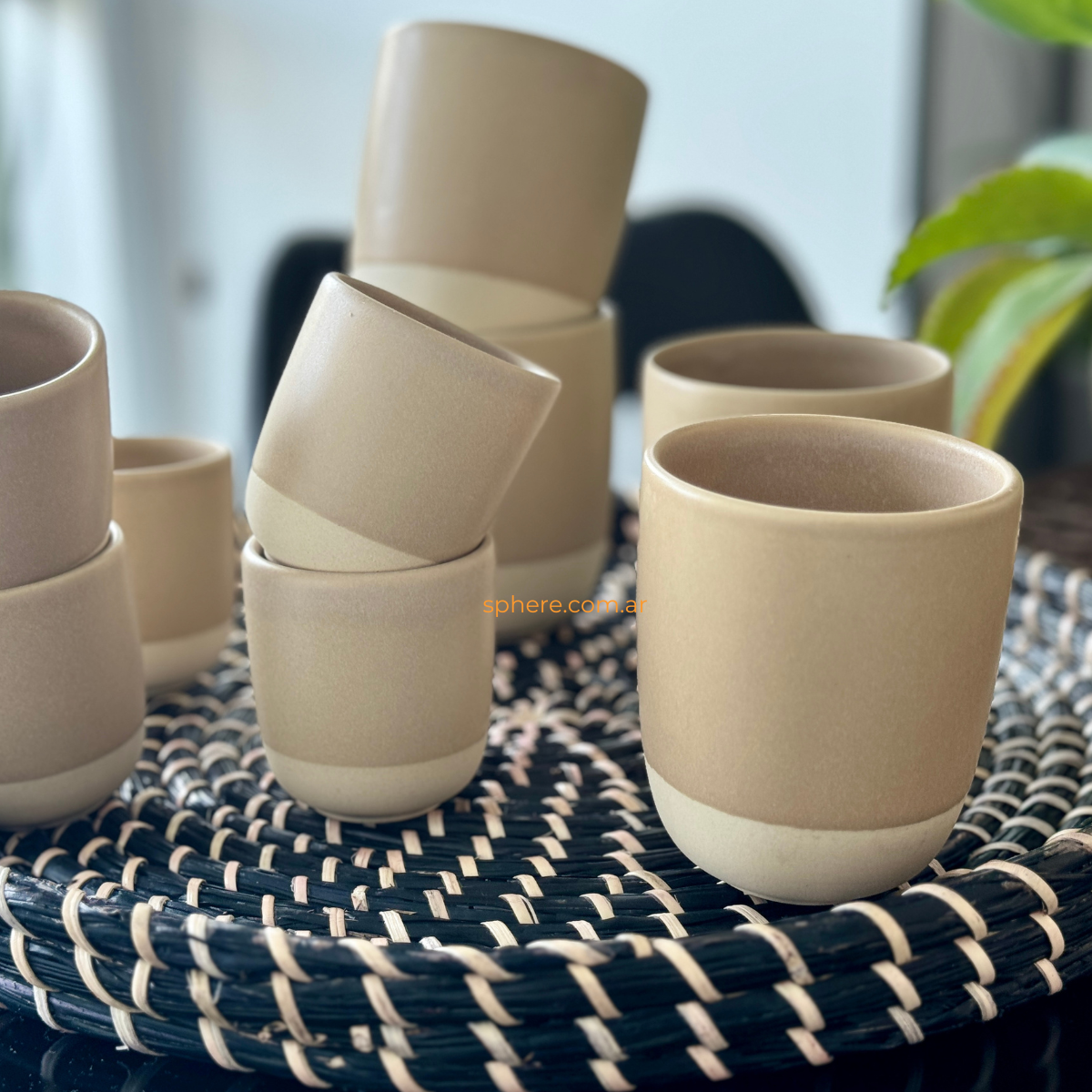 Juego de 4 Cuencos Tazas Duna para cafe doble o te beige
