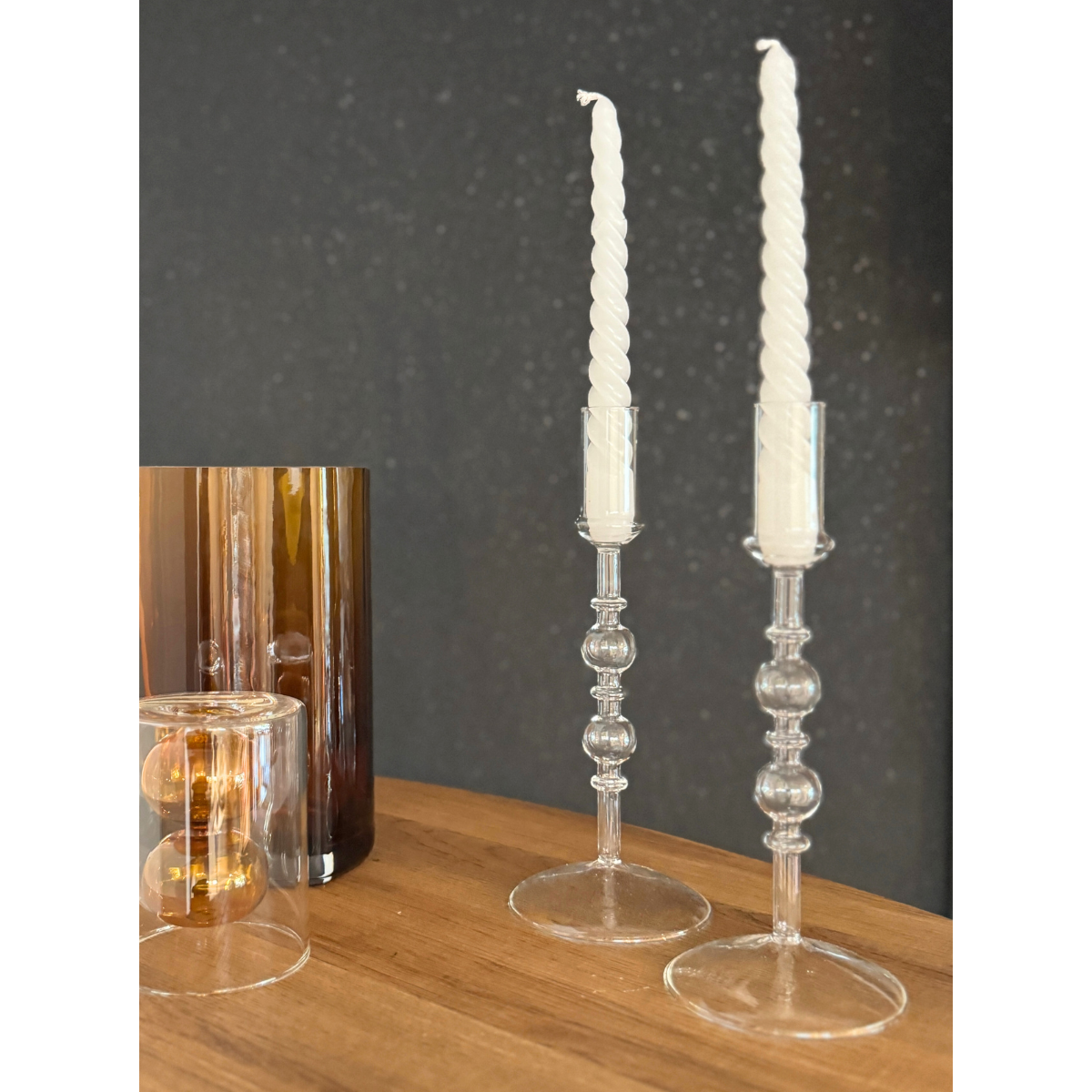 Juego de 2 Candelabros de vidrio transparentes Tous