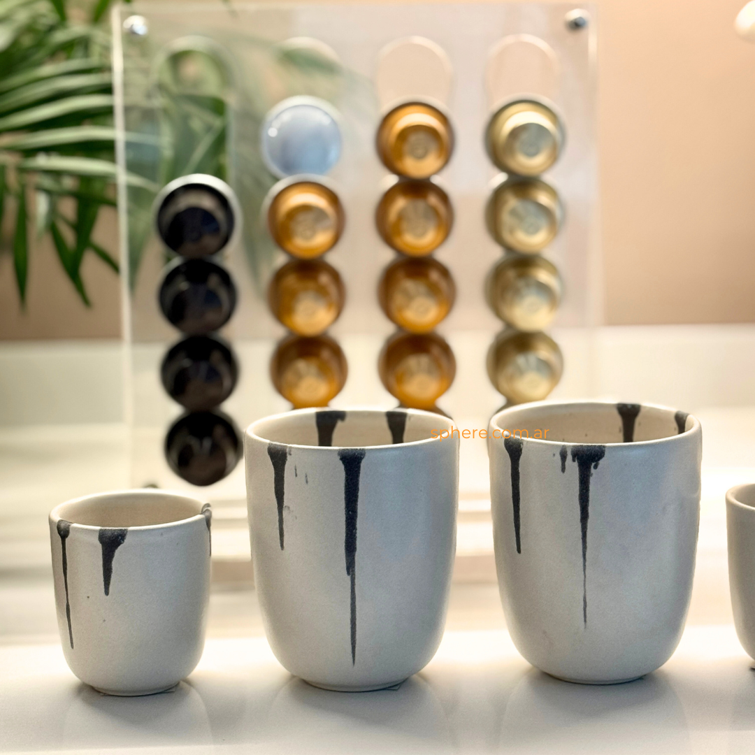 Juego de 6 Cuencos tazas para cafe Doble o te color Off White Macchia