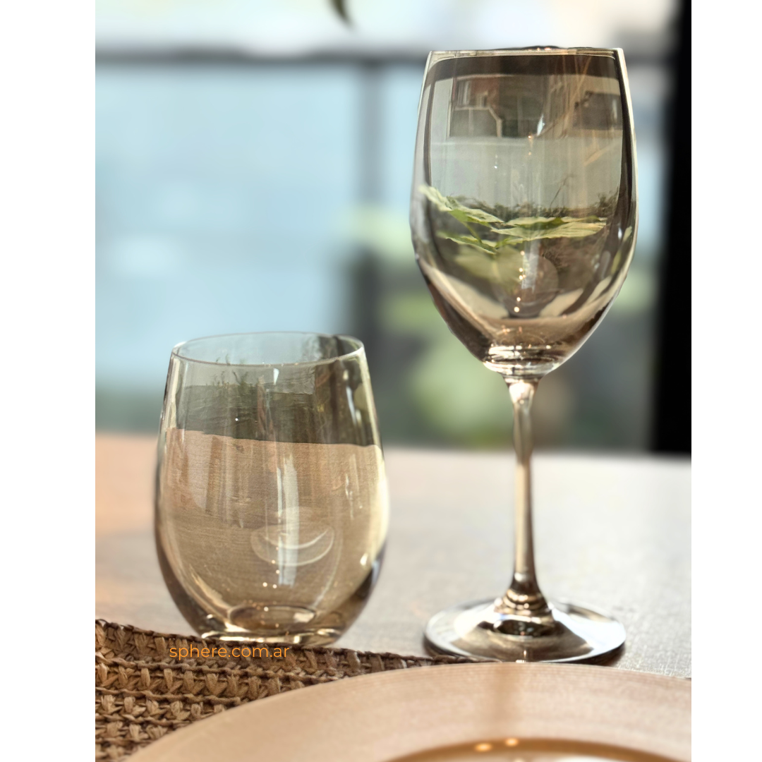 Juego de 6 Copas transparentes color champagne Brillant