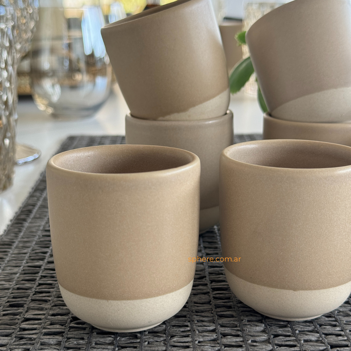 Juego de 4 Cuencos Tazas Duna para cafe doble o te beige