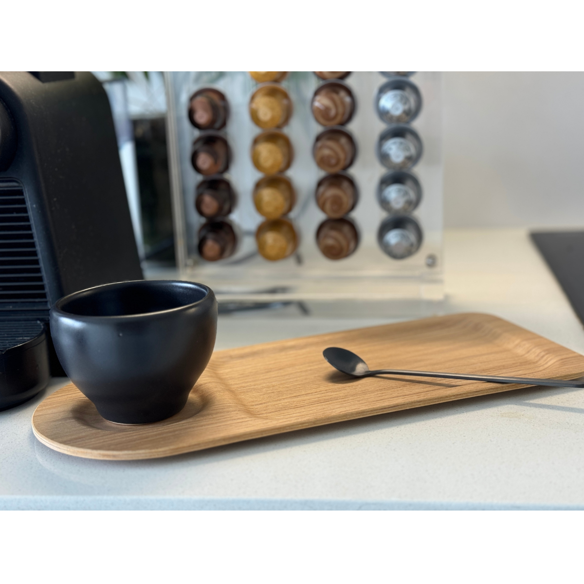 Bandeja de madera para tazas y cuencos de cafe/te Essenza
