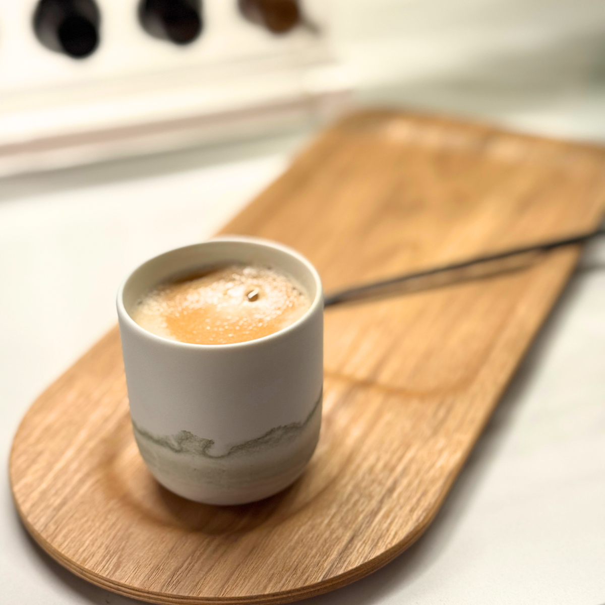 Juego de 4 tazas para Café Espresso con diseño verde seco Khala