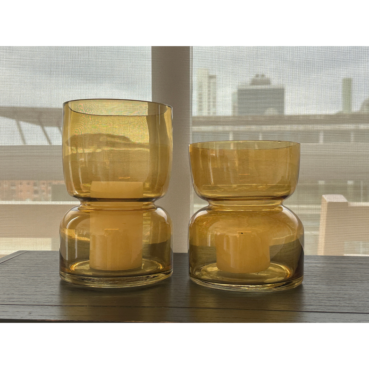 Fanales floreros de vidrio color Amber Agnes