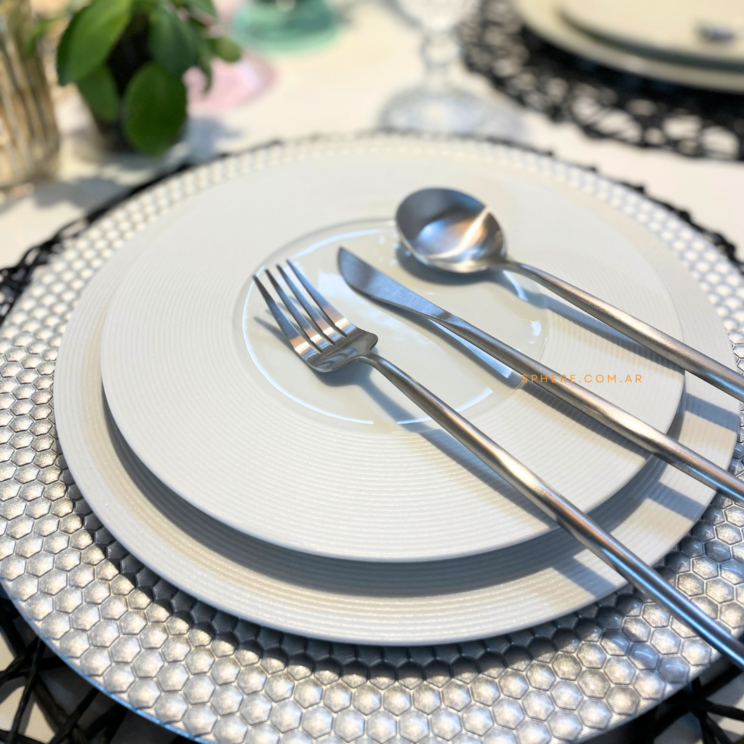 Juego de Platos de porcelana color blanco modelo Milos