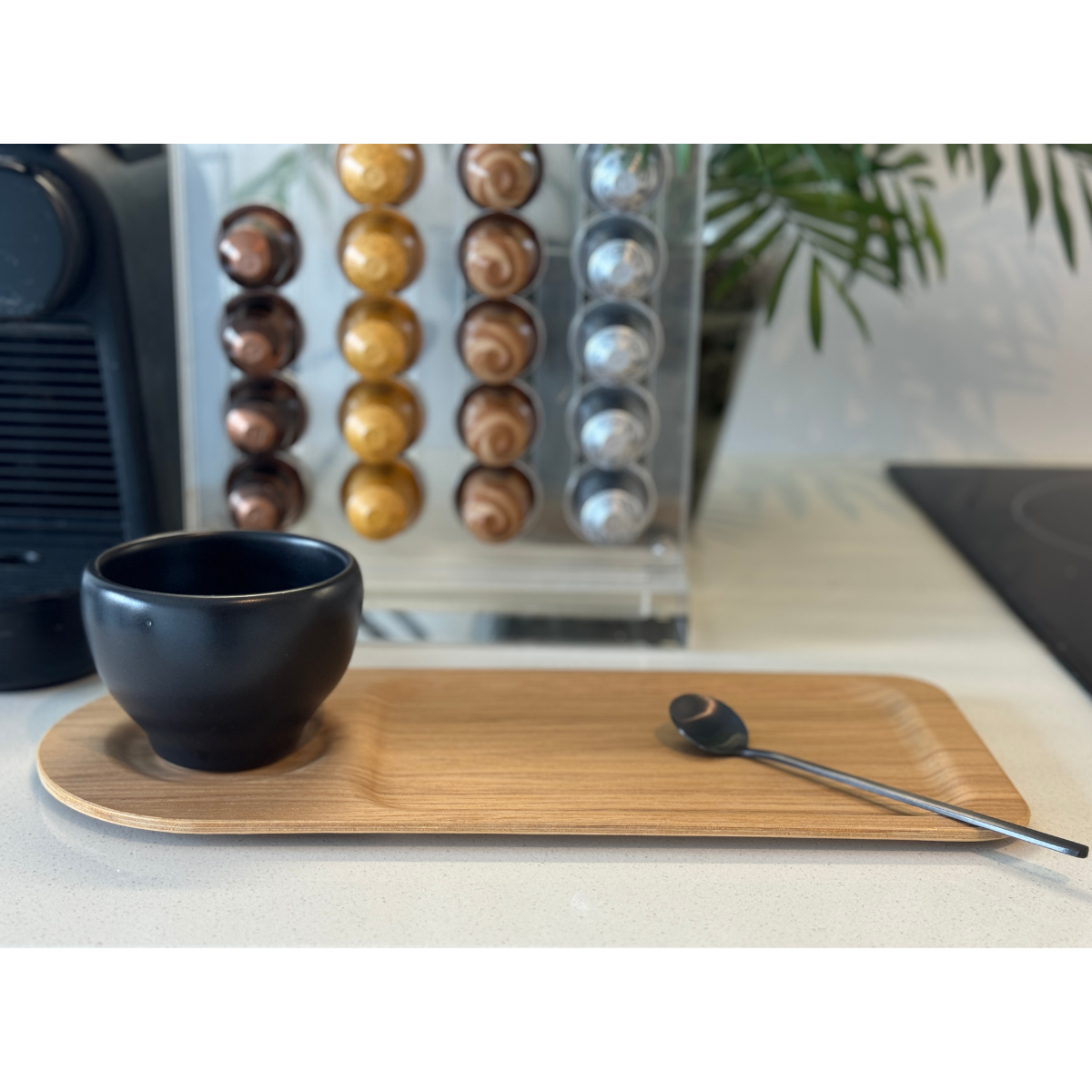 Bandeja Essenza de madera para tazas y cuencos de cafe/te