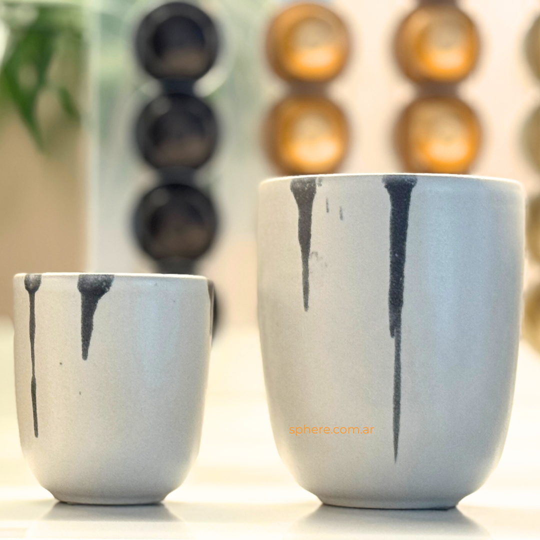 Juego de 4 Cuencos  tazas para cafe Doble o te color Off White Macchia