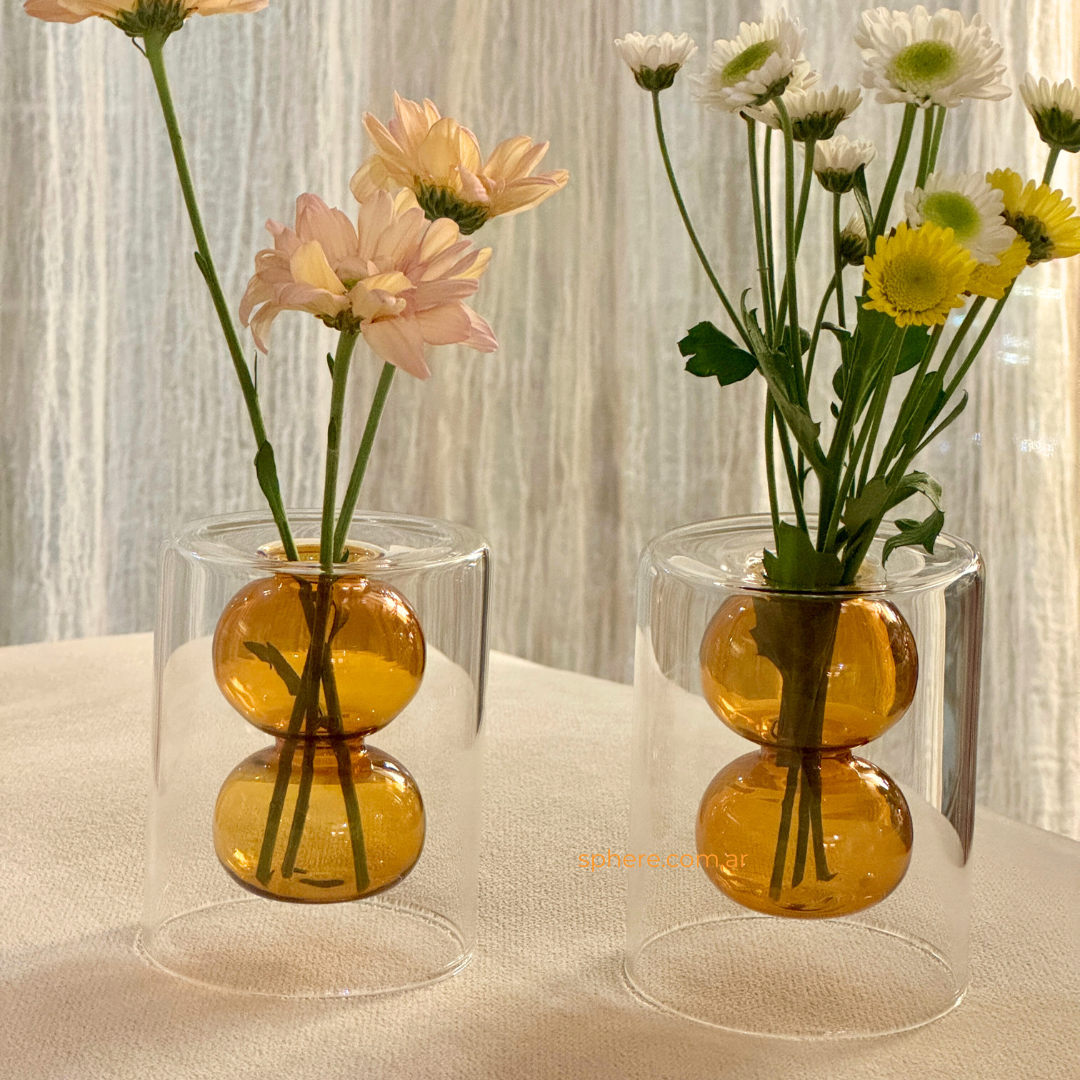 Floreros de vidrio Amber Stack - Colección Bloom