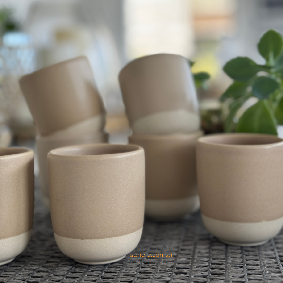 Juego de 4 Cuencos Tazas Duna para cafe doble o te beige