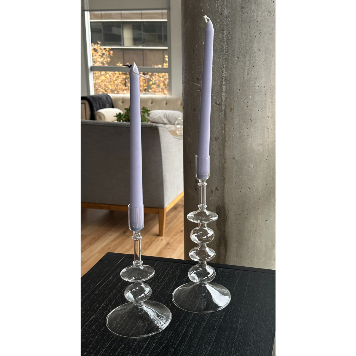 Juego de 2 Candelabros de vidrio transparente Niza