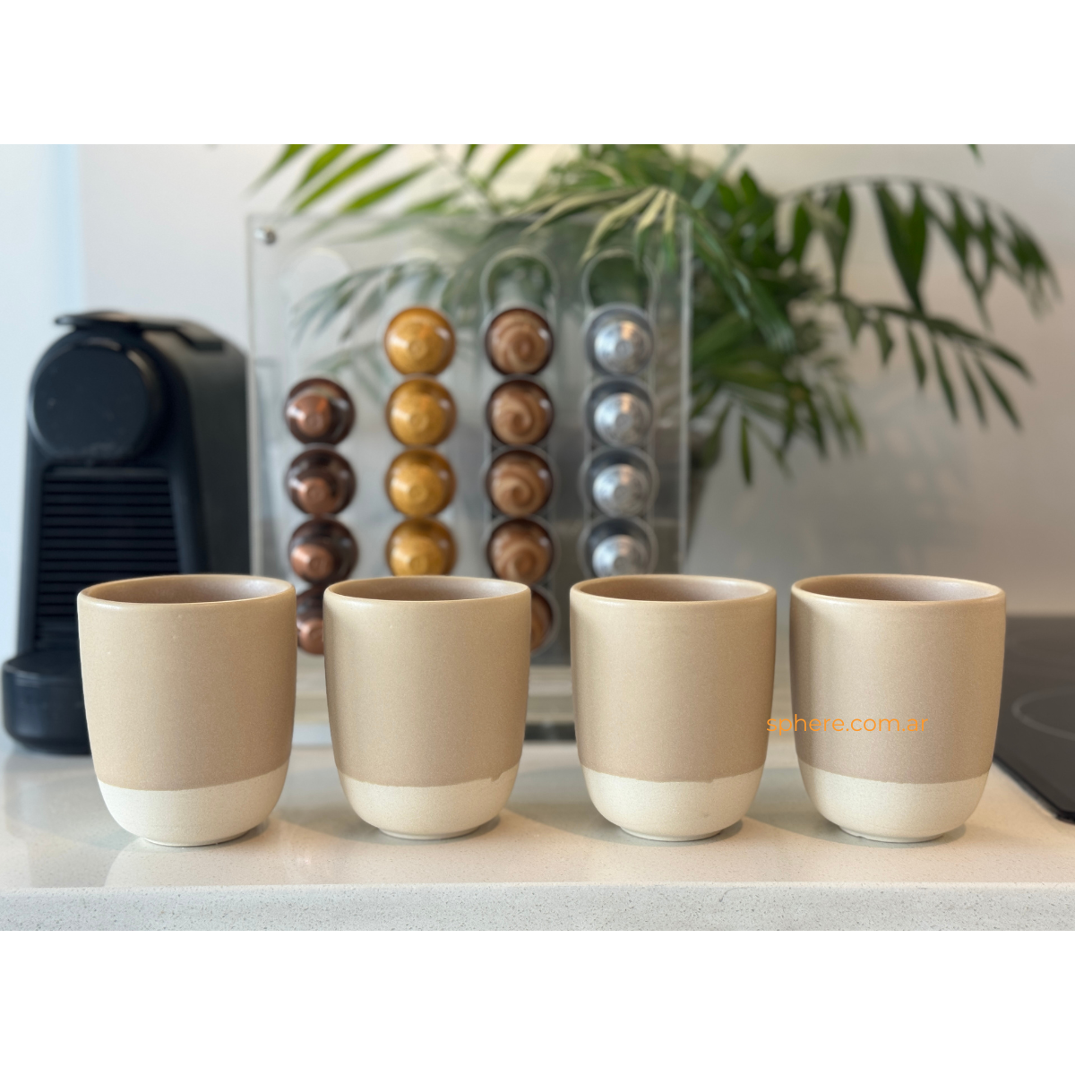 Juego de 4 Cuencos Duna para cafe doble o te color beige