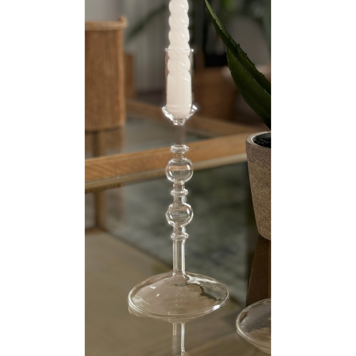 Juego de 2 Candelabros de vidrio transparentes Tous