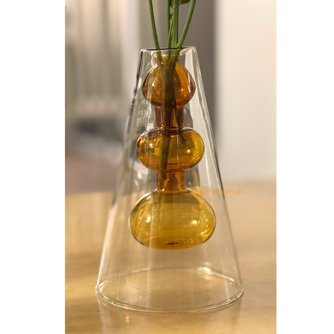 Floreros de vidrio Amber Stack - Colección Bloom
