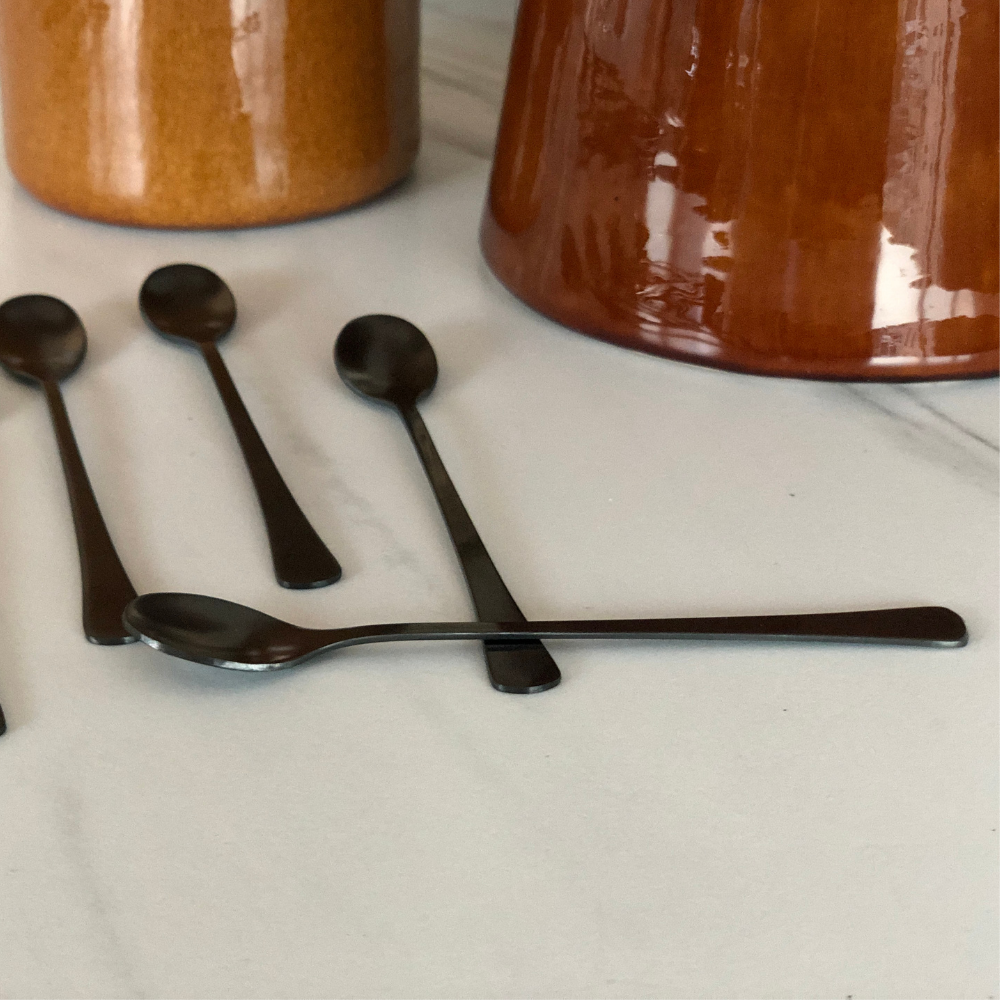 Cucharas negras para café y té Innan - Pack de 6 unidades