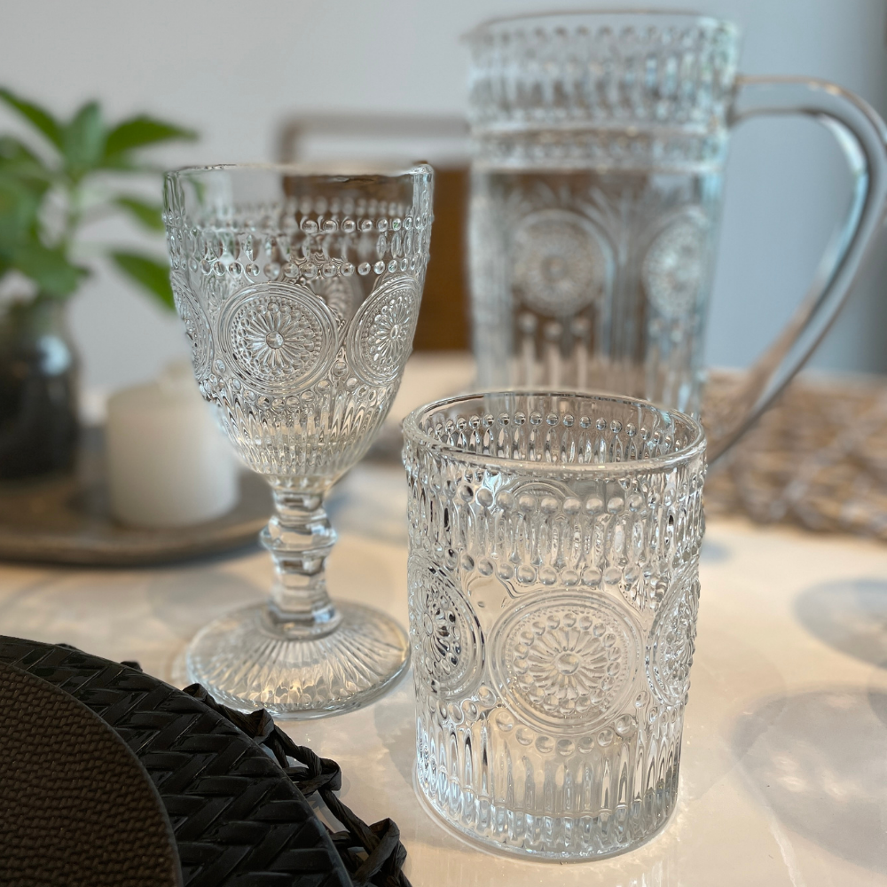 Set de 6 Vasos bajos transparentes con motivo Naime
