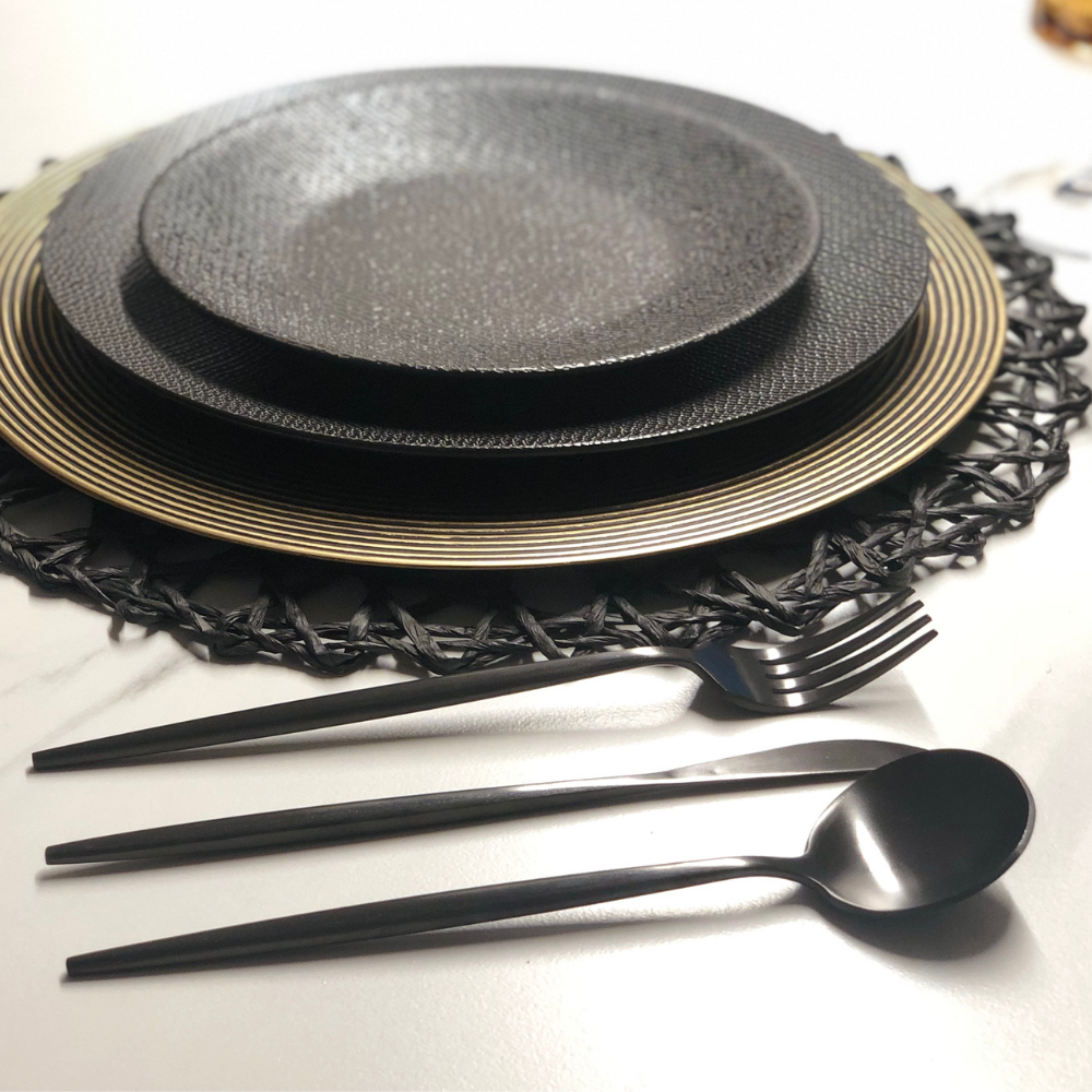 Cubiertos de acero negros Ubon (Juego para 6 personas)