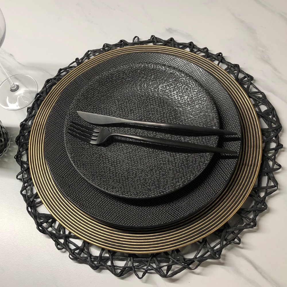 Cubiertos de acero negros Ubon (Juego para 6 personas)