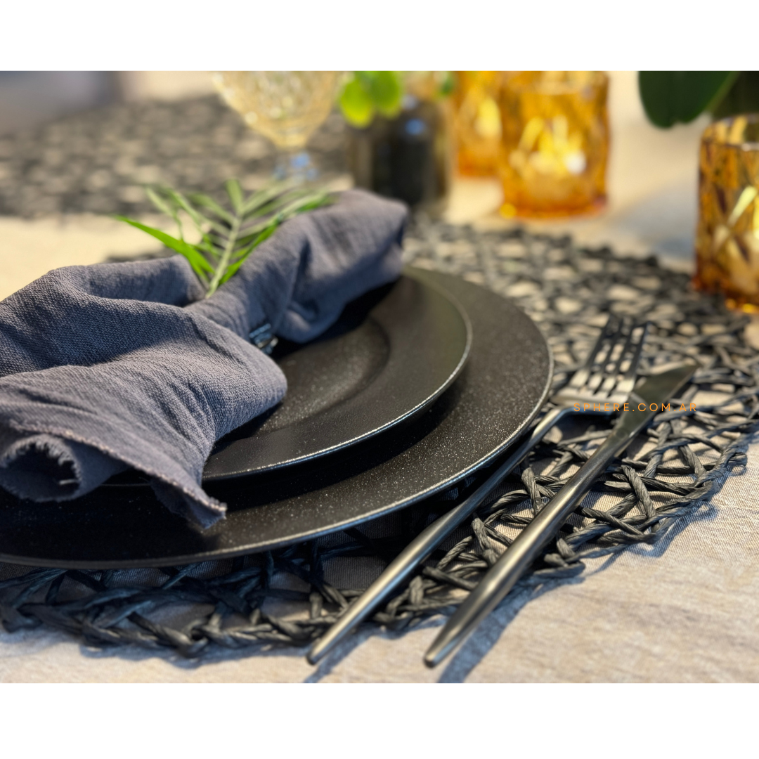 Juego de Platos negros de porcelana Surat