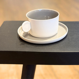 Juego Perl de 6 tazas de cafe doble o té con plato gris/off white