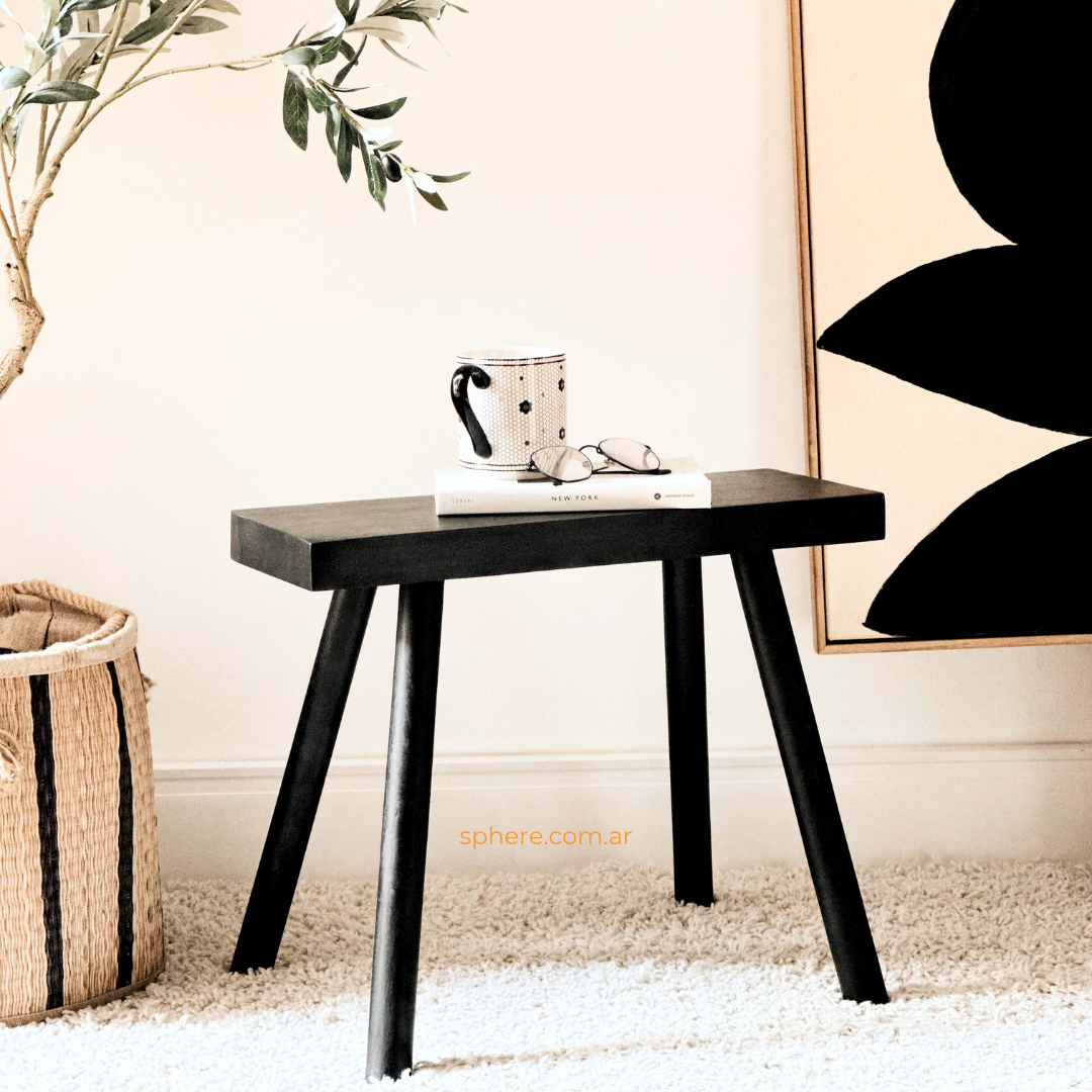 Mesa Auxiliar Banco de madera negro Lisboa