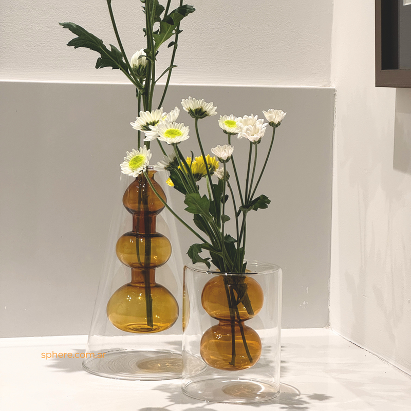 Floreros de vidrio Amber Stack - Colección Bloom