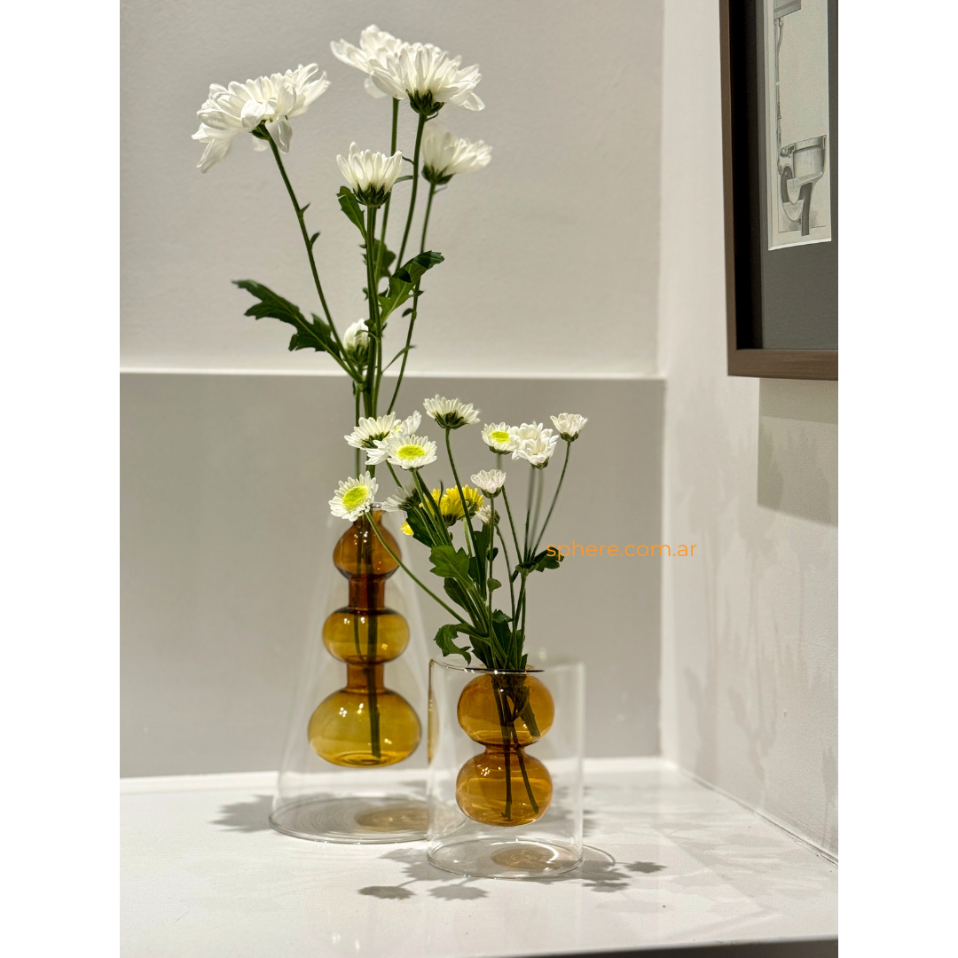 Floreros de vidrio Amber Stack - Colección Bloom