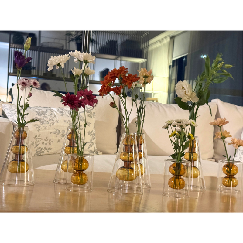Floreros de vidrio Amber Stack - Colección Bloom