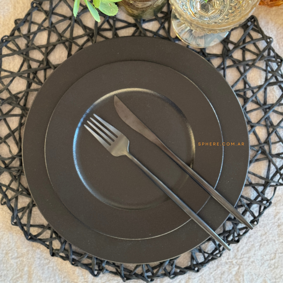 Juego de Platos negros de porcelana Surat