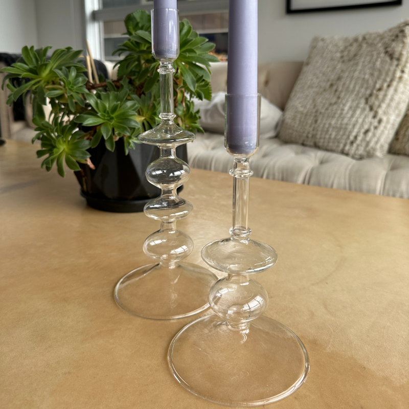 Candelabro de vidrio transparente Niza