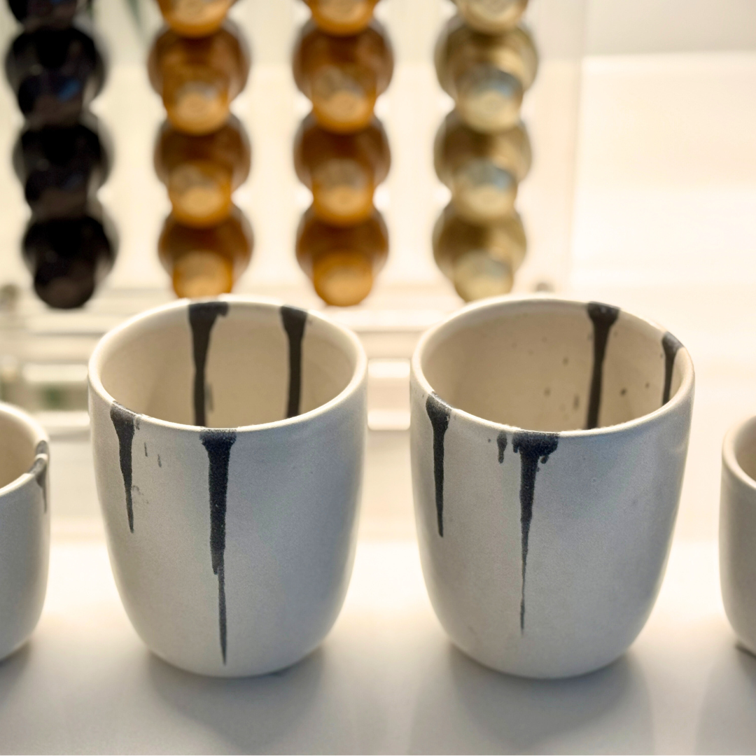 Juego de 4 Cuencos  para cafe Doble o te color Off White Macchia
