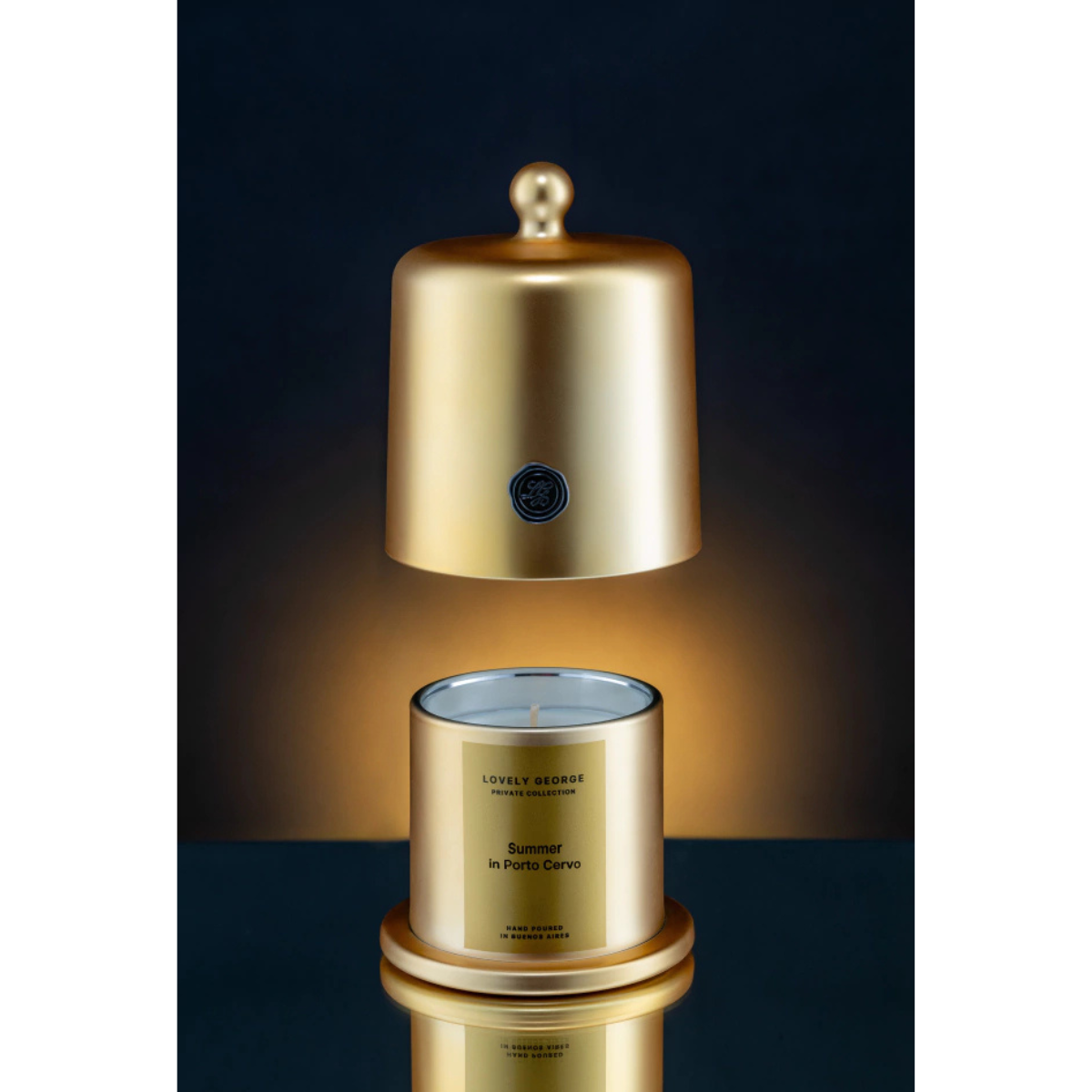 Velas aromatica con campana cristal Gold Dome Dorada