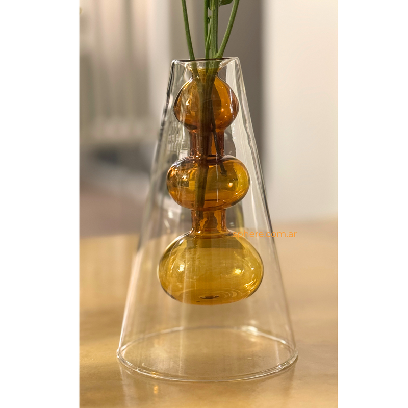 Floreros de vidrio Amber Stack - Colección Bloom