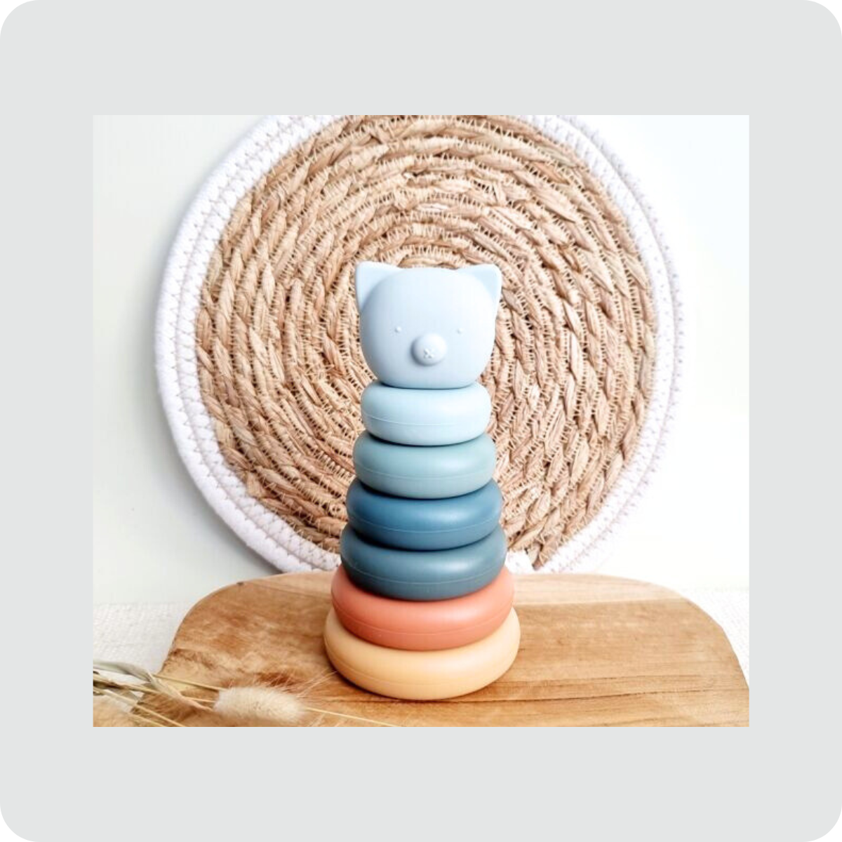 Torre apilable sensorial de silicona con diseño de gatito 🐱