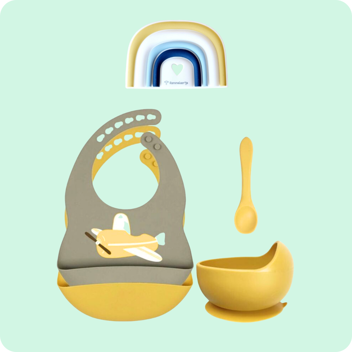 Set de Alimentación Completo Arco Iris  para bebes de 6 a 12 meses 🍼