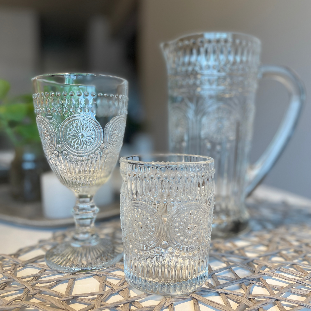 Set de 6 Vasos bajos transparentes con motivo Naime